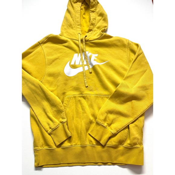 Nike Other - Nike Mens Mustard Yellow Futura Logo Pullover Hoodie NK110 Medium Y2K Style